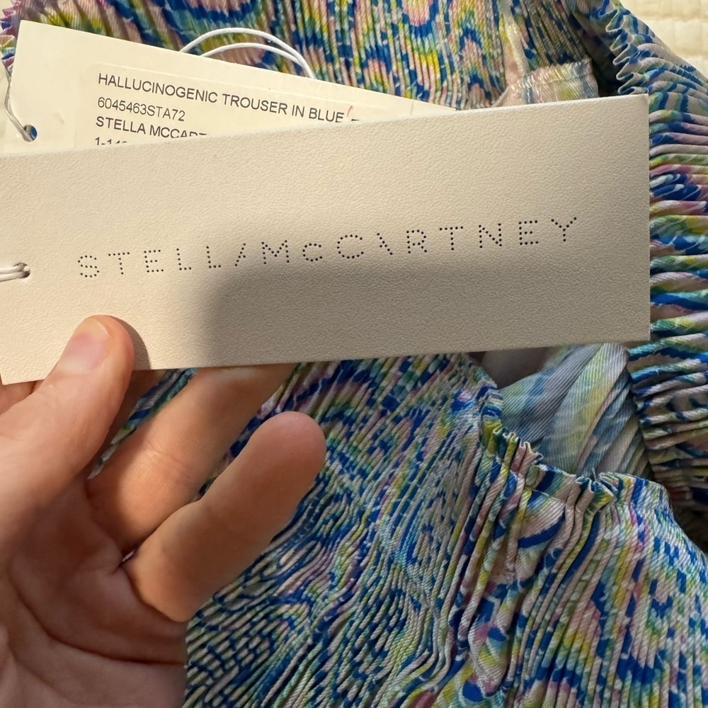 STELLA MCCARTNEY Hallucinogenic Straight Leg Plisse Accordion Pants IT38 NWT - Picture 5 of 6
